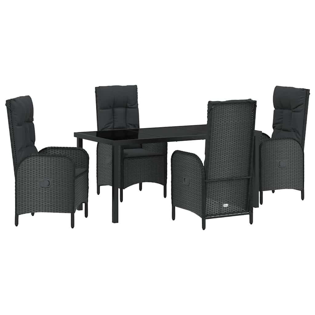 Have Spisebordssæt med pude 5 pcs Sort polyrattan