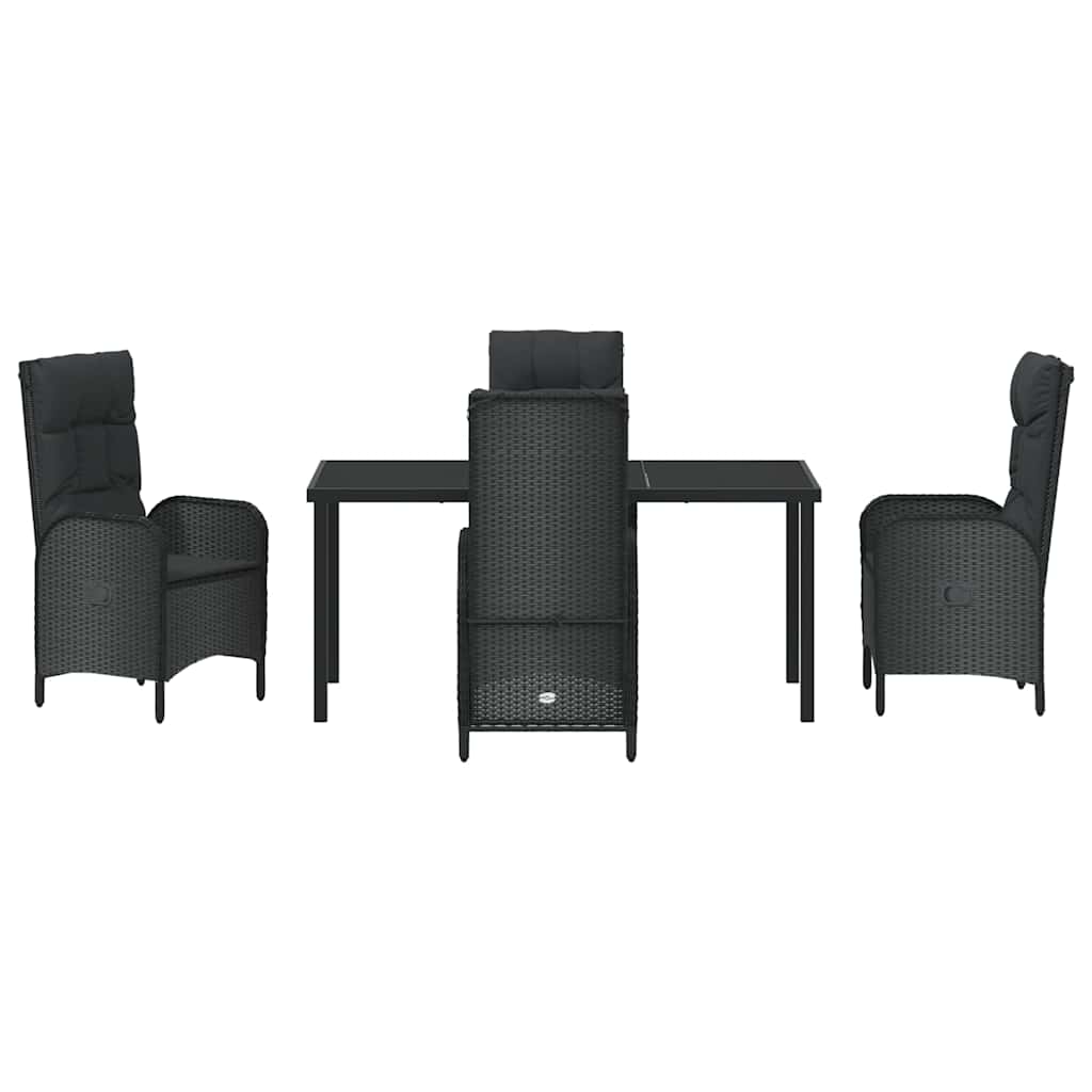Have Spisebordssæt med pude 5 pcs Sort polyrattan