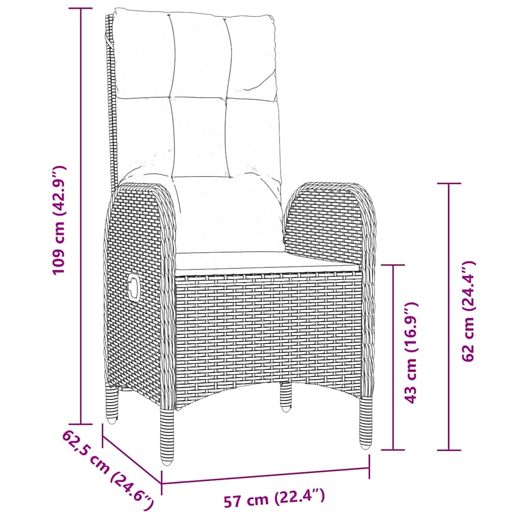 Have Spisebordssæt med pude 5 pcs Sort polyrattan