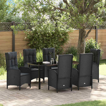 Have Spisebordssæt med pude 7 pcs Sort polyrattan