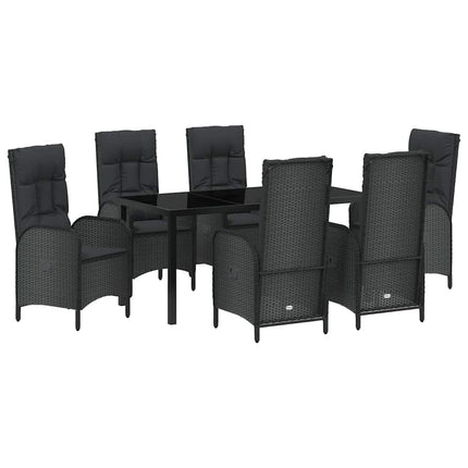 Have Spisebordssæt med pude 7 pcs Sort polyrattan