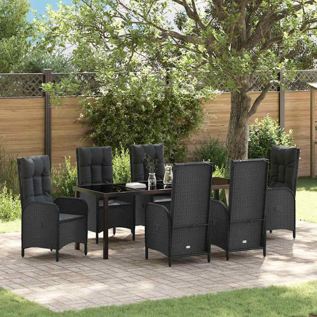 Have Spisebordssæt 7 stk. Sort polyrattan
