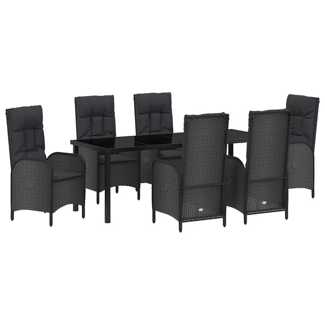 Have Spisebordssæt 7 stk. Sort polyrattan