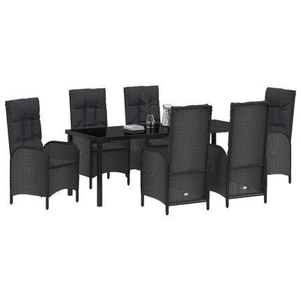 Have Spisebordssæt med pude 7 pcs Sort polyrattan