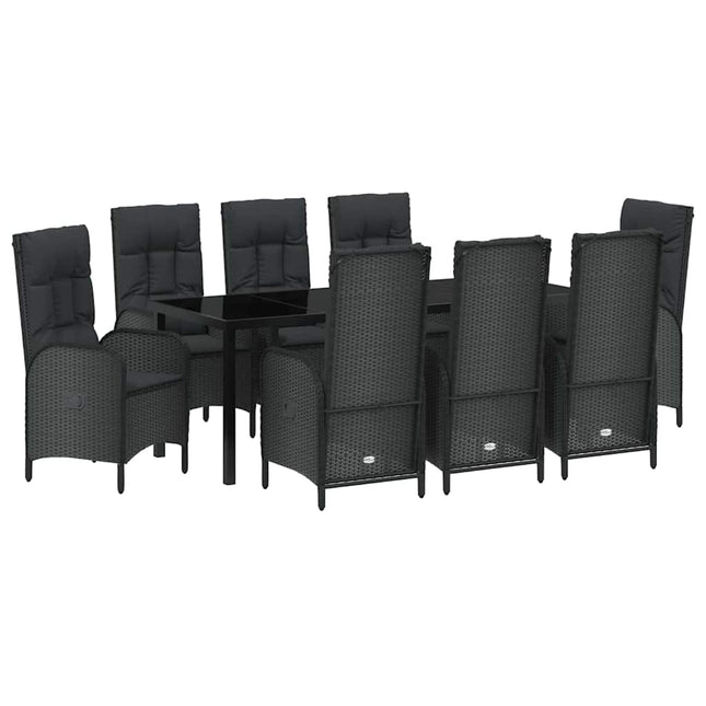 Have Spisebordssæt 9 stk. Sort polyrattan