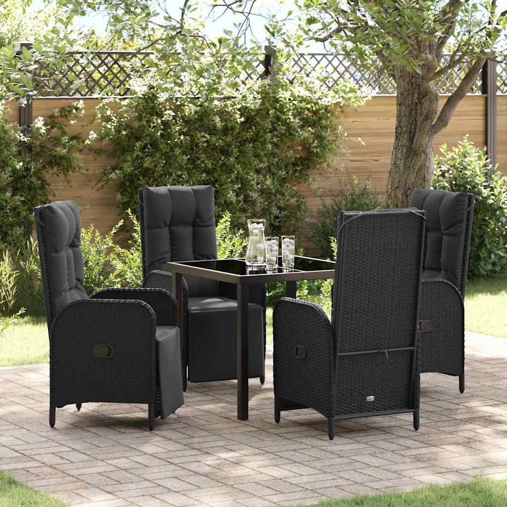 Have Spisebordssæt med pude 5 pcs Sort polyrattan