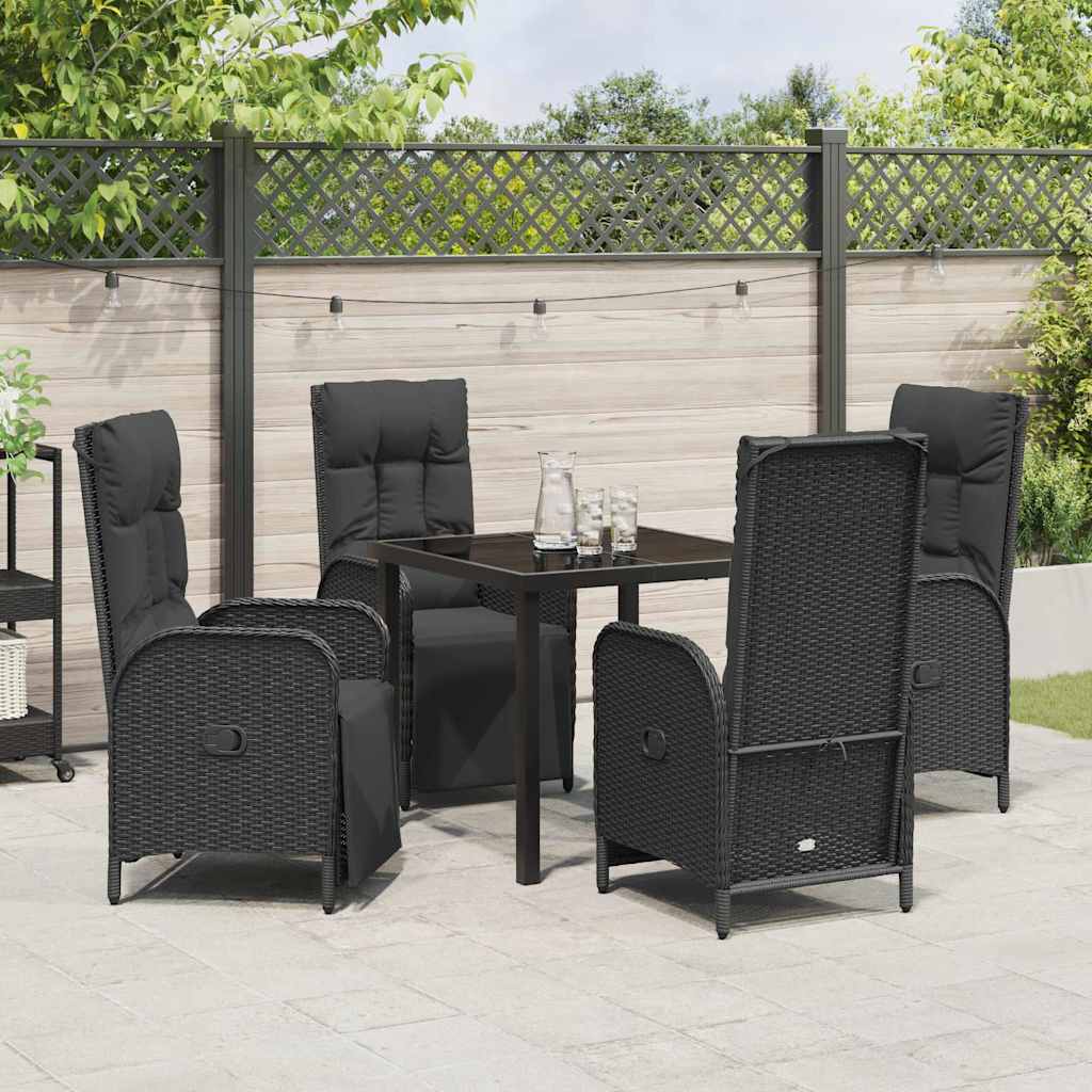 Have Spisebordssæt med pude 5 pcs Sort polyrattan