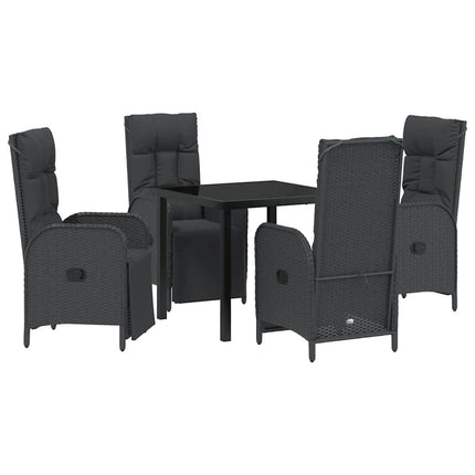 Have Spisebordssæt med pude 5 pcs Sort polyrattan