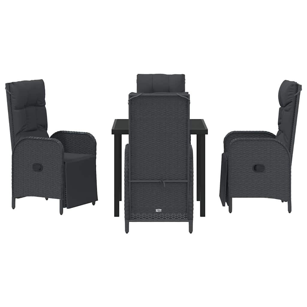Have Spisebordssæt med pude 5 pcs Sort polyrattan