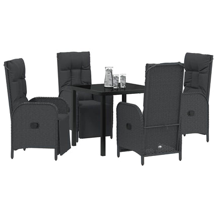 Have Spisebordssæt med pude 5 pcs Sort polyrattan
