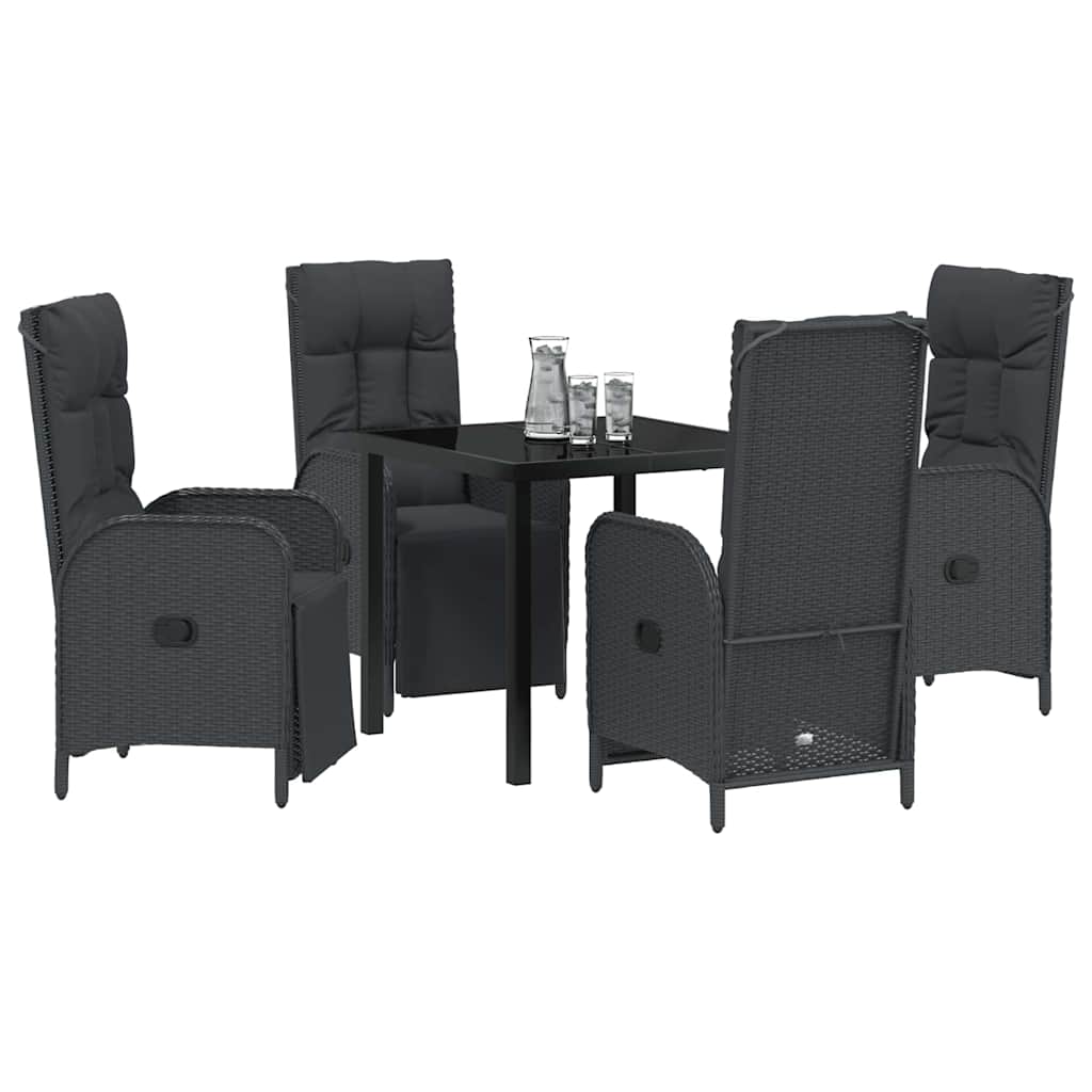 Have Spisebordssæt med pude 5 pcs Sort polyrattan
