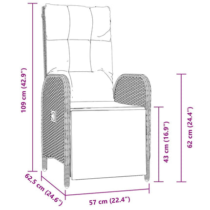 Have Spisebordssæt med pude 5 pcs Sort polyrattan