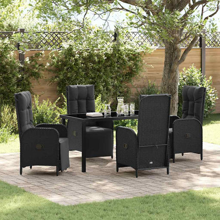 Have Spisebordssæt med pude 5 pcs Sort polyrattan