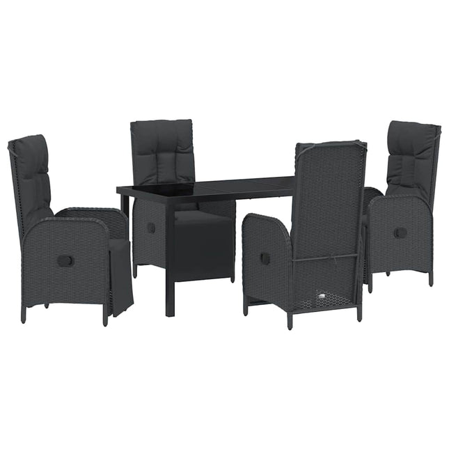 Have Spisebordssæt 5 stk. Sort polyrattan