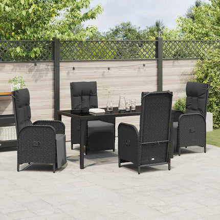 Have Spisebordssæt med pude 5 pcs Sort polyrattan