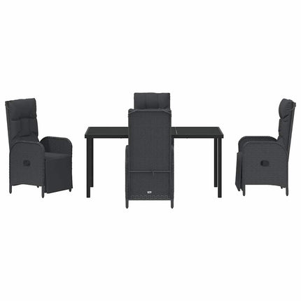 Have Spisebordssæt med pude 5 pcs Sort polyrattan