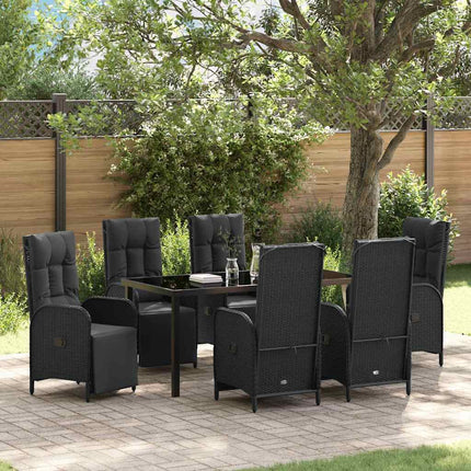 Have Spisebordssæt med pude 7 pcs Sort polyrattan