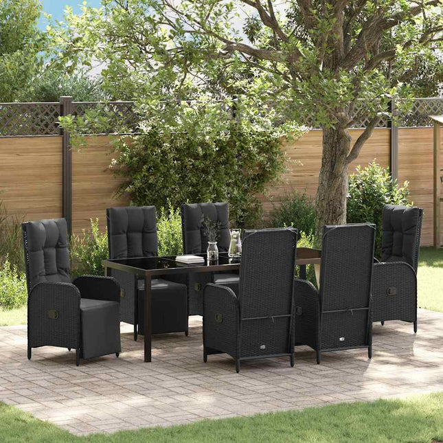 Have Spisebordssæt 7 stk. Sort polyrattan