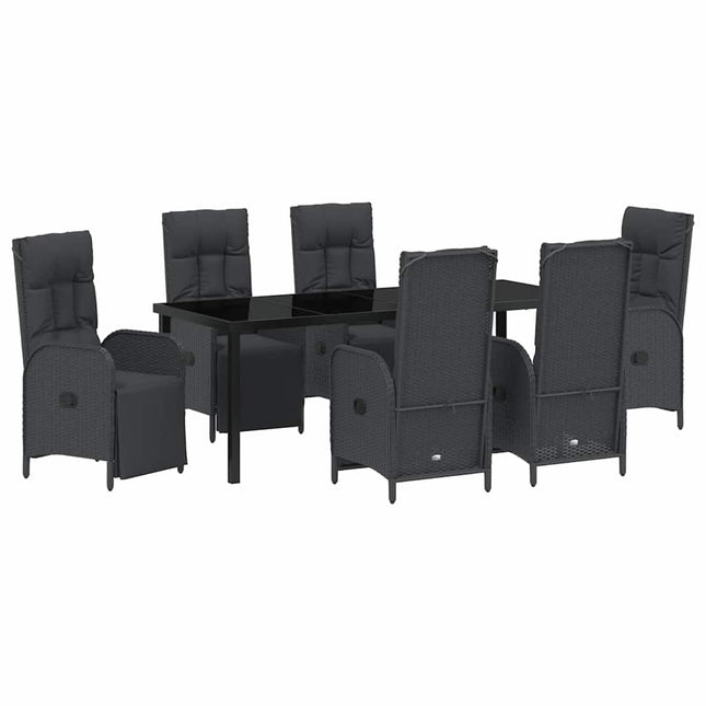 Have Spisebordssæt 7 stk. Sort polyrattan