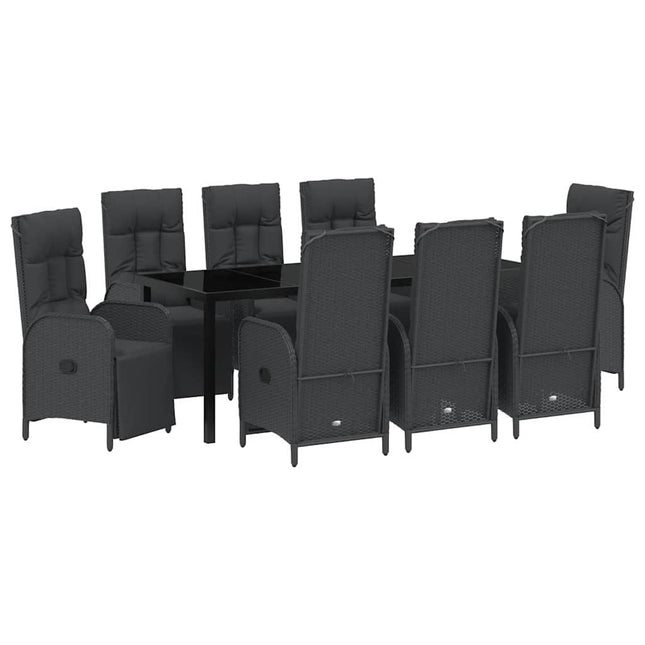 Have Spisebordssæt 9 stk. Sort polyrattan