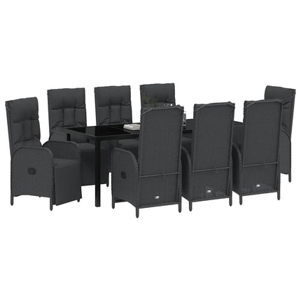Have Spisebordssæt med pude 9 pcs Sort polyrattan