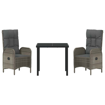 Have Spisebordssæt med pude 3 pcs Grå polyrattan