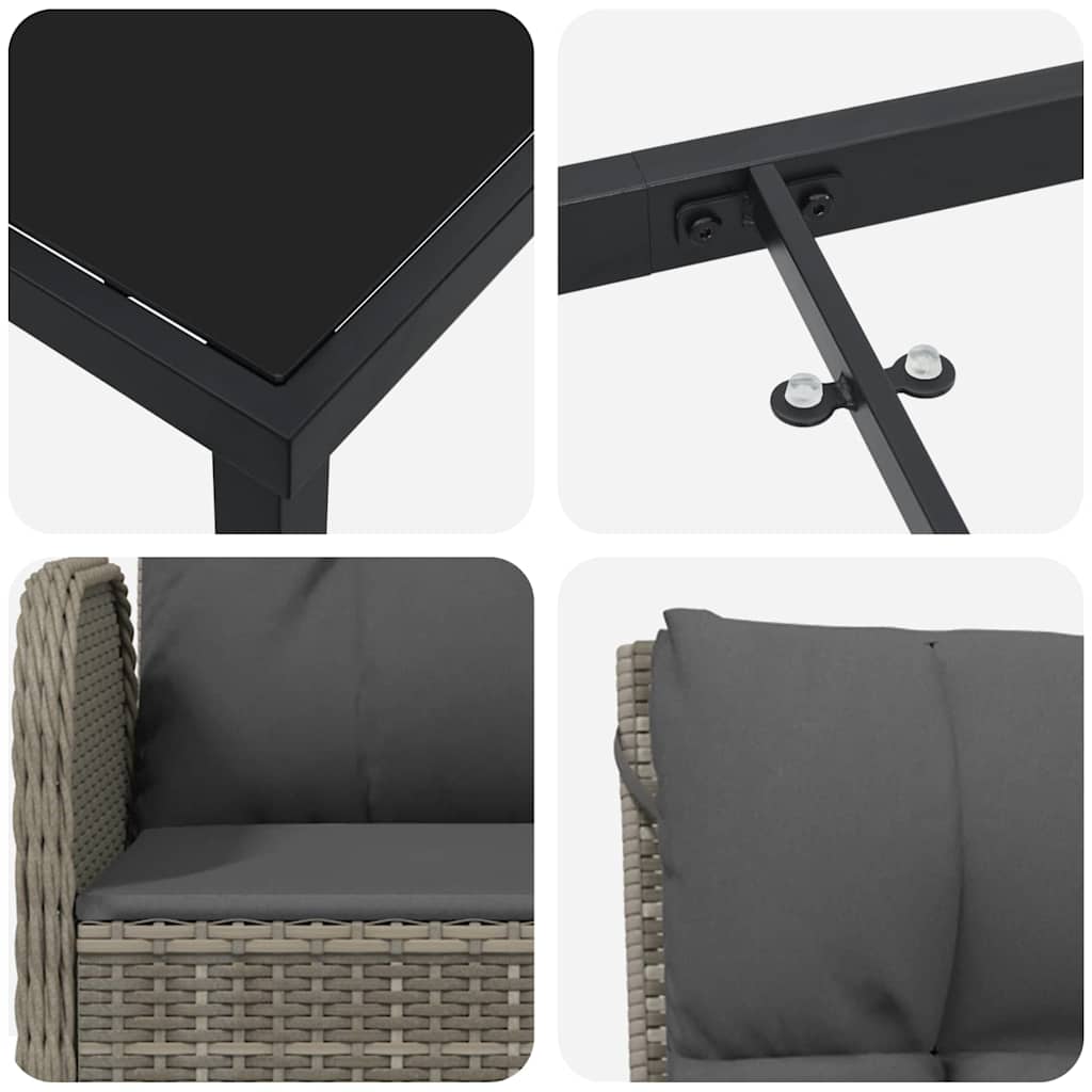 Have Spisebordssæt med pude 5 pcs Grå polyrattan