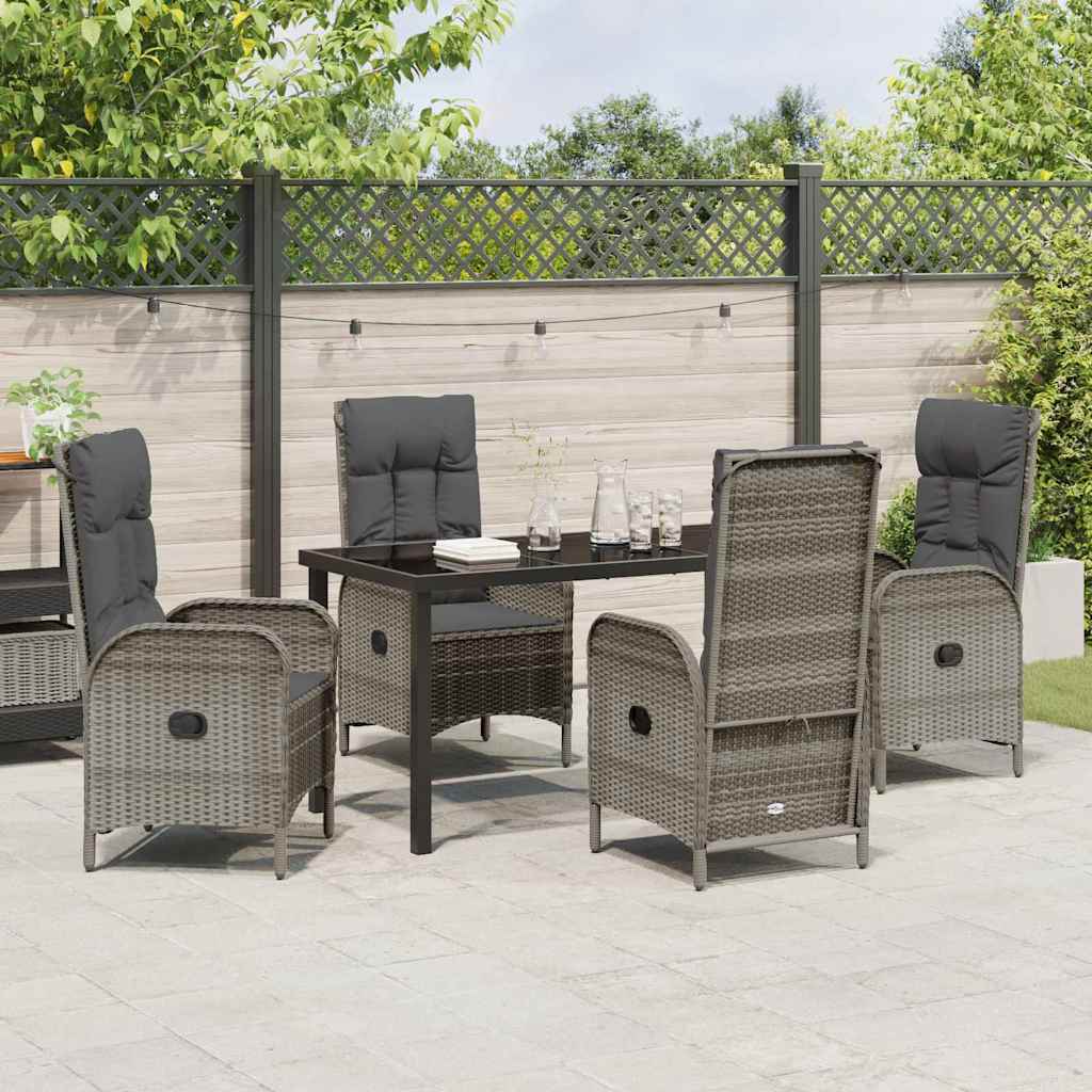 Have Spisebordssæt med pude 5 pcs Grå polyrattan