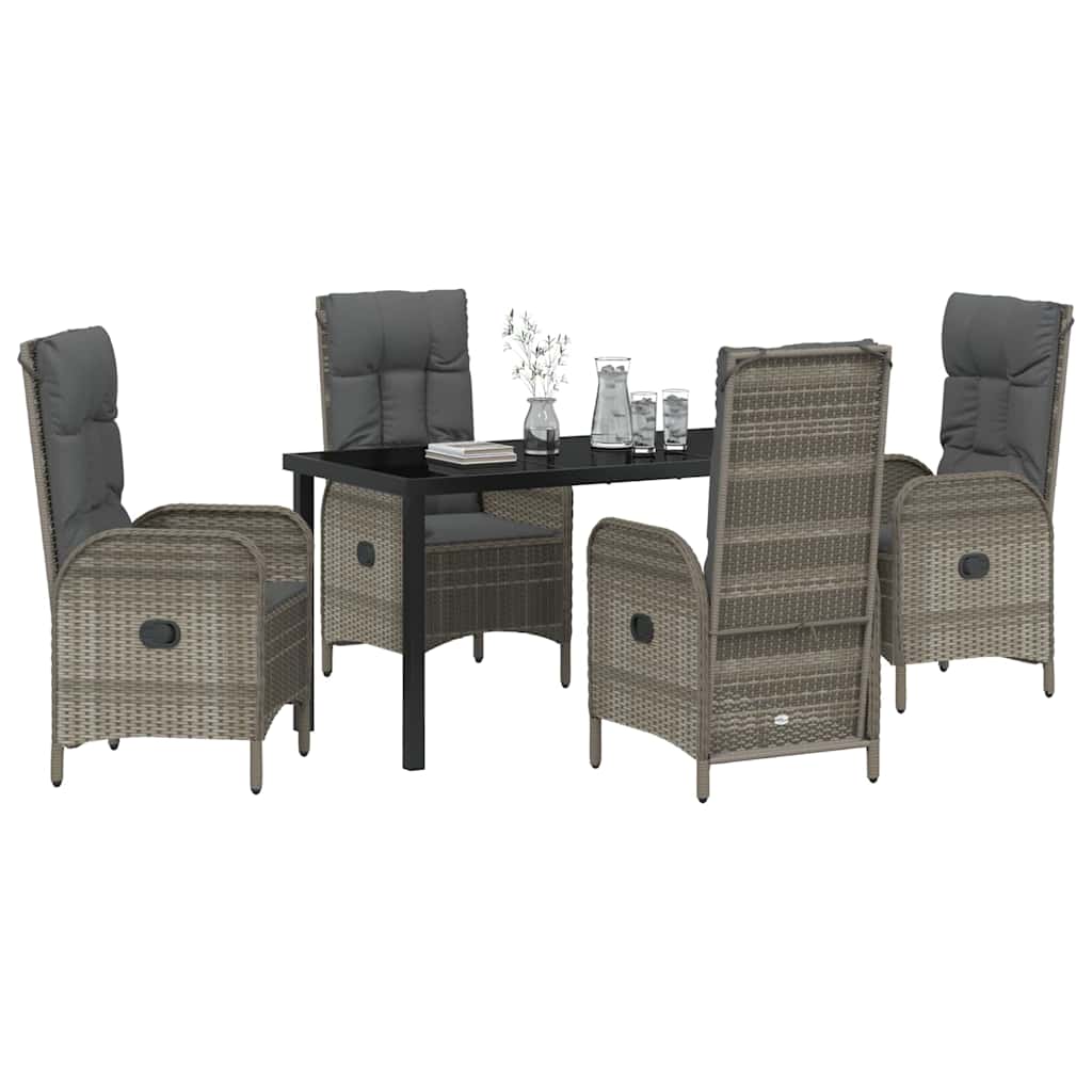 Have Spisebordssæt med pude 5 pcs Grå polyrattan