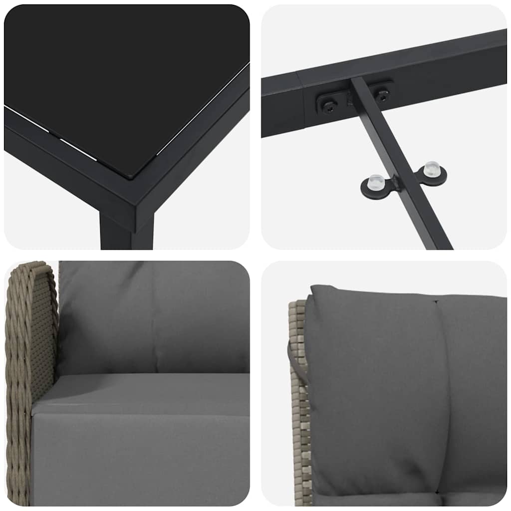 Have Spisebordssæt med pude 3 pcs Grå polyrattan