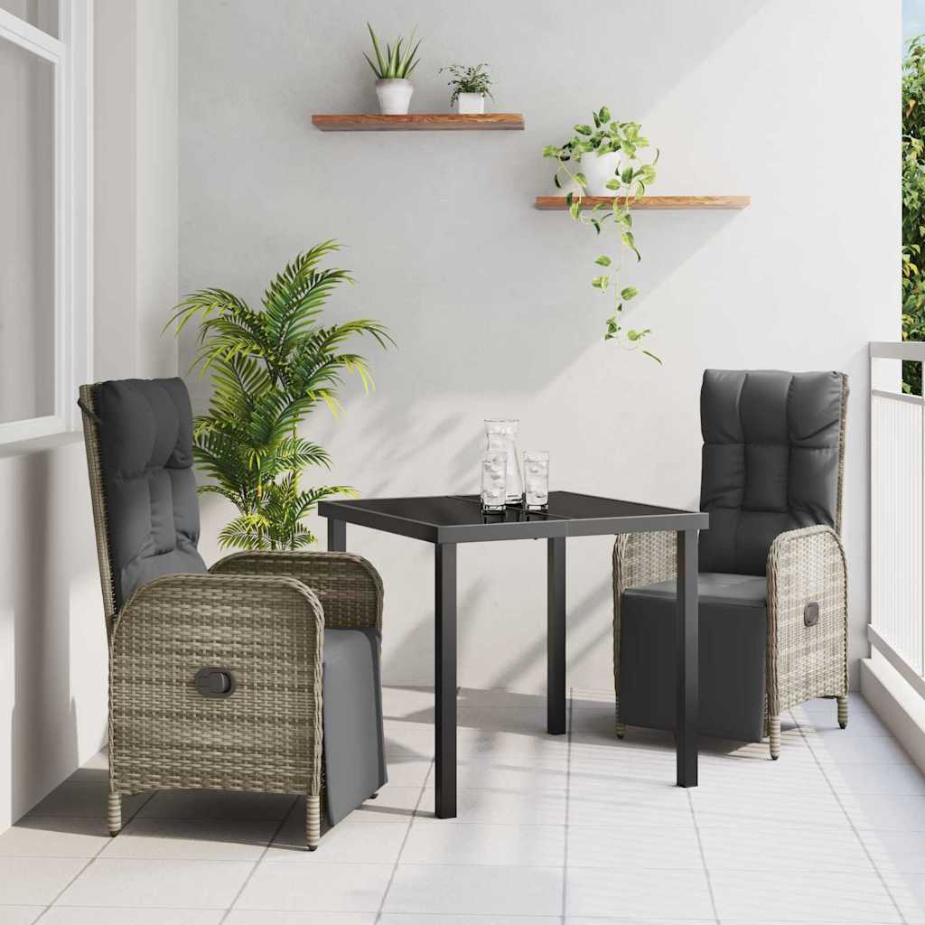 Have Spisebordssæt med pude 3 pcs Grå polyrattan