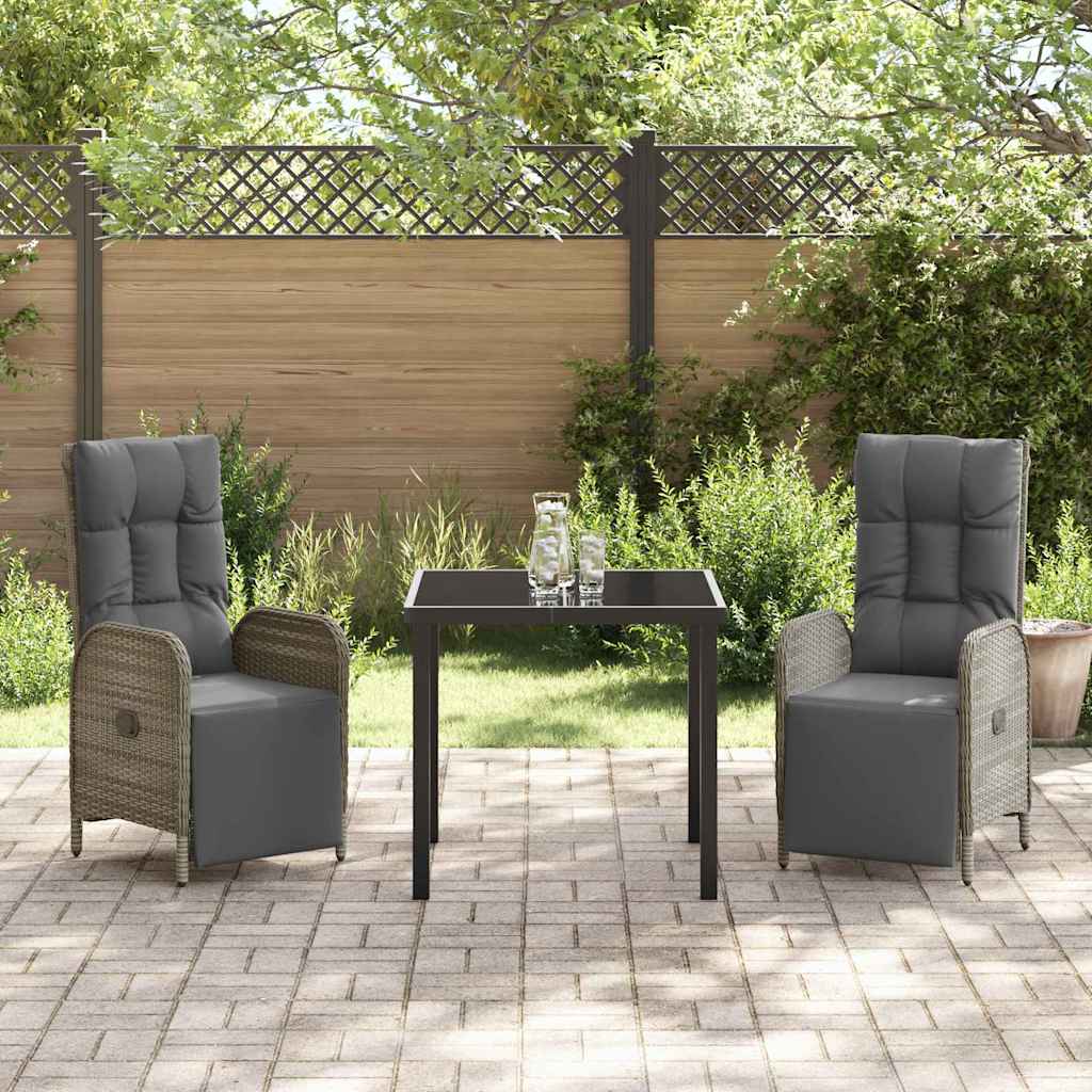 Have Spisebordssæt med pude 3 pcs Grå polyrattan