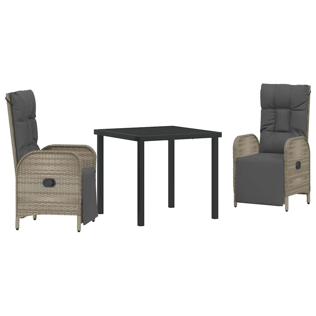 Have Spisebordssæt med pude 3 pcs Grå polyrattan