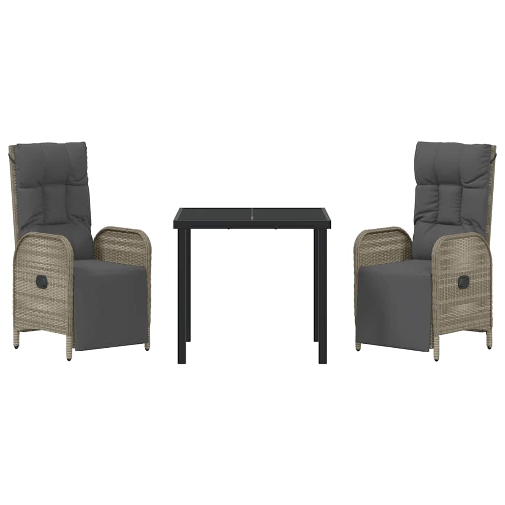 Have Spisebordssæt med pude 3 pcs Grå polyrattan