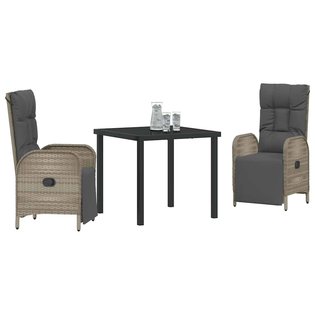 Have Spisebordssæt med pude 3 pcs Grå polyrattan