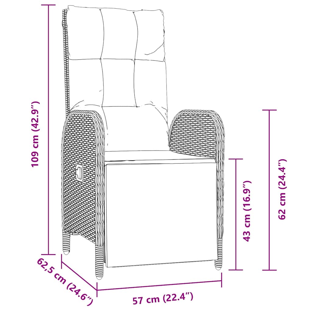 Have Spisebordssæt med pude 3 pcs Grå polyrattan
