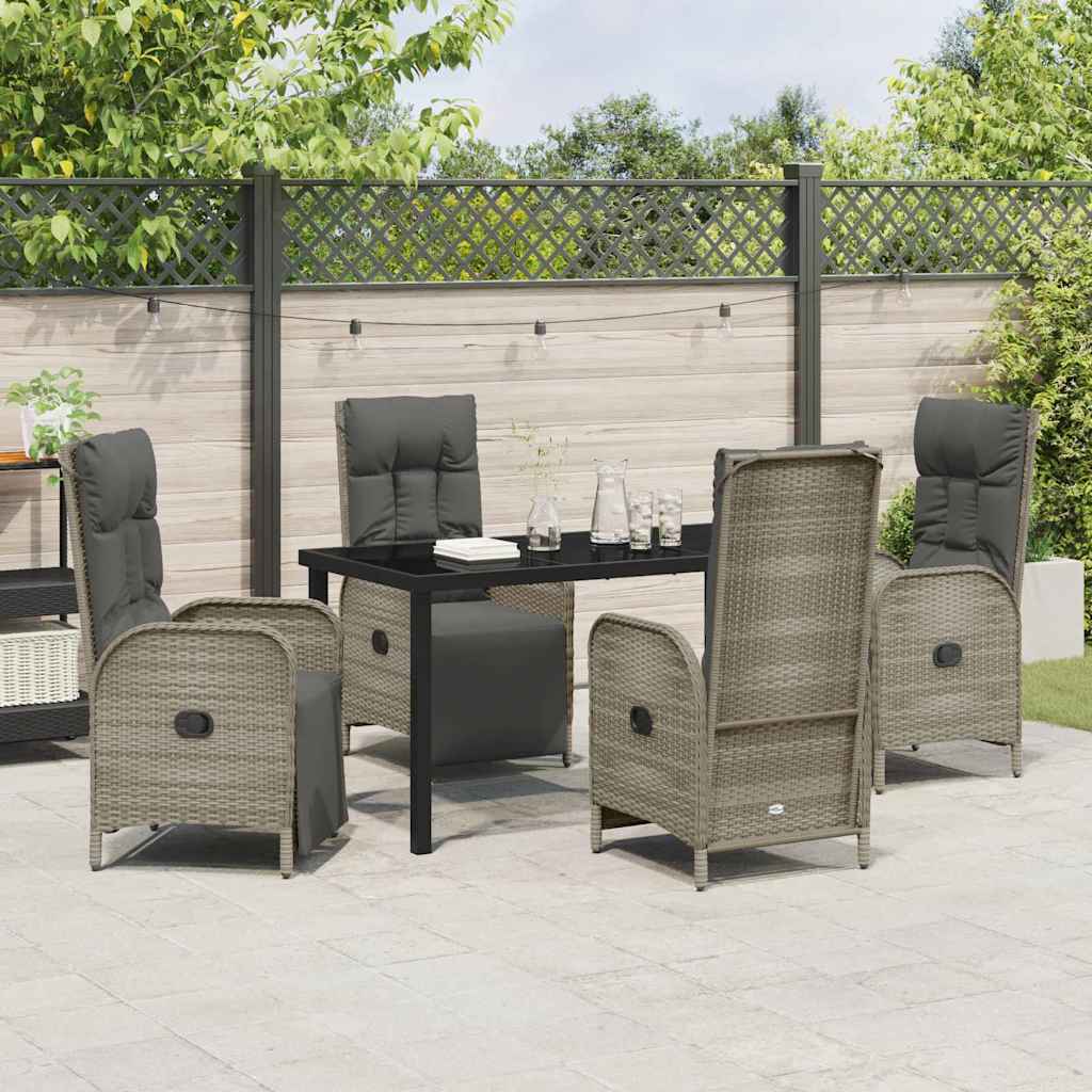 Have Spisebordssæt med pude 5 pcs Grå polyrattan