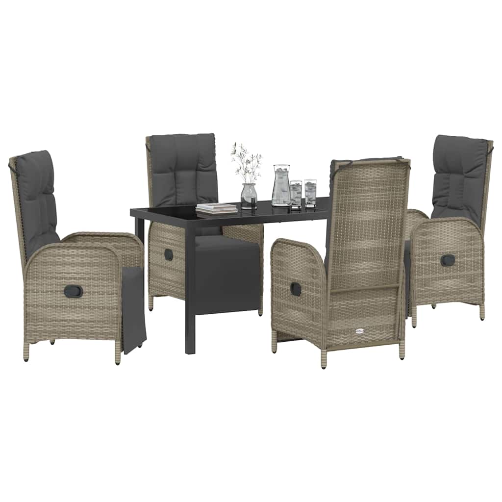 Have Spisebordssæt med pude 5 pcs Grå polyrattan