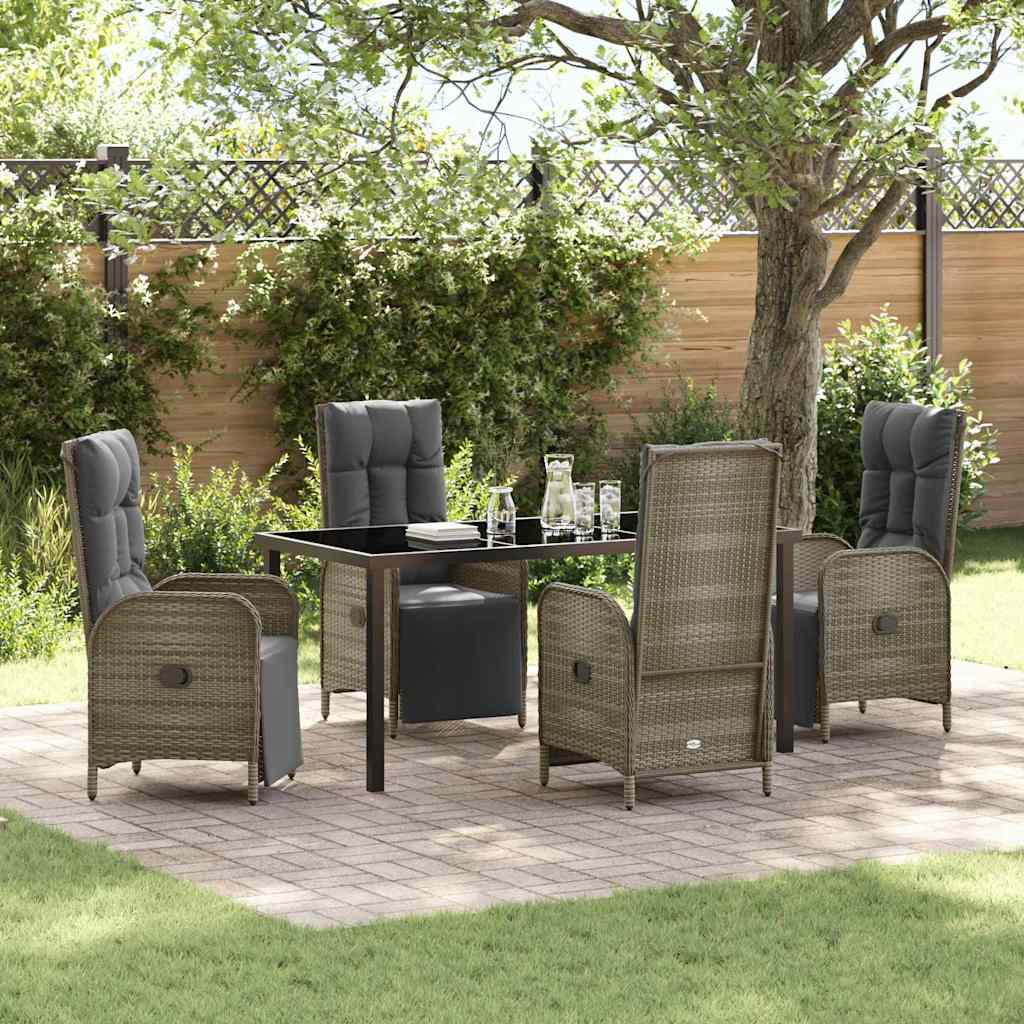 Have Spisebordssæt med pude 5 pcs Grå polyrattan