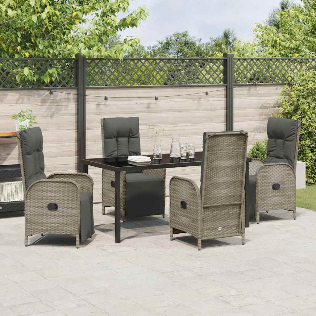 Have Spisebordssæt med pude 5 pcs Grå polyrattan