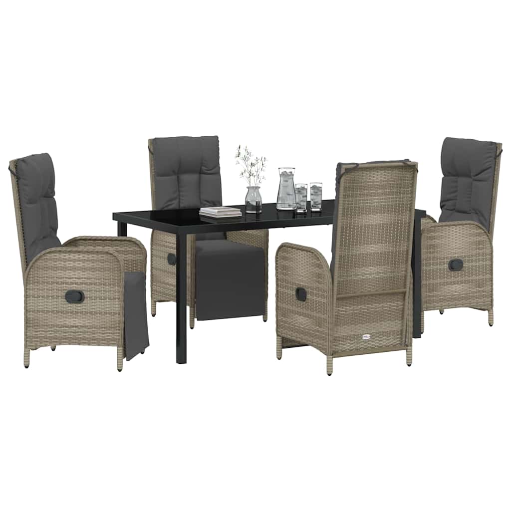 Have Spisebordssæt med pude 5 pcs Grå polyrattan