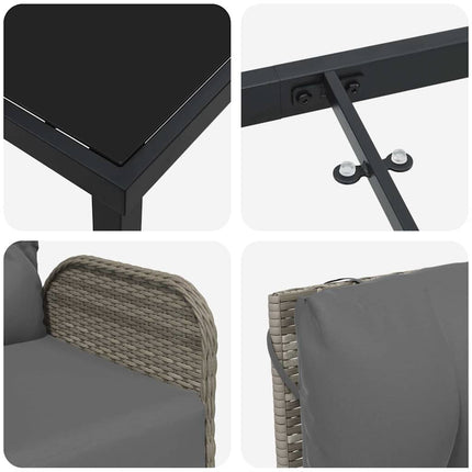 Have Spisebordssæt med pude 7 pcs Grå polyrattan