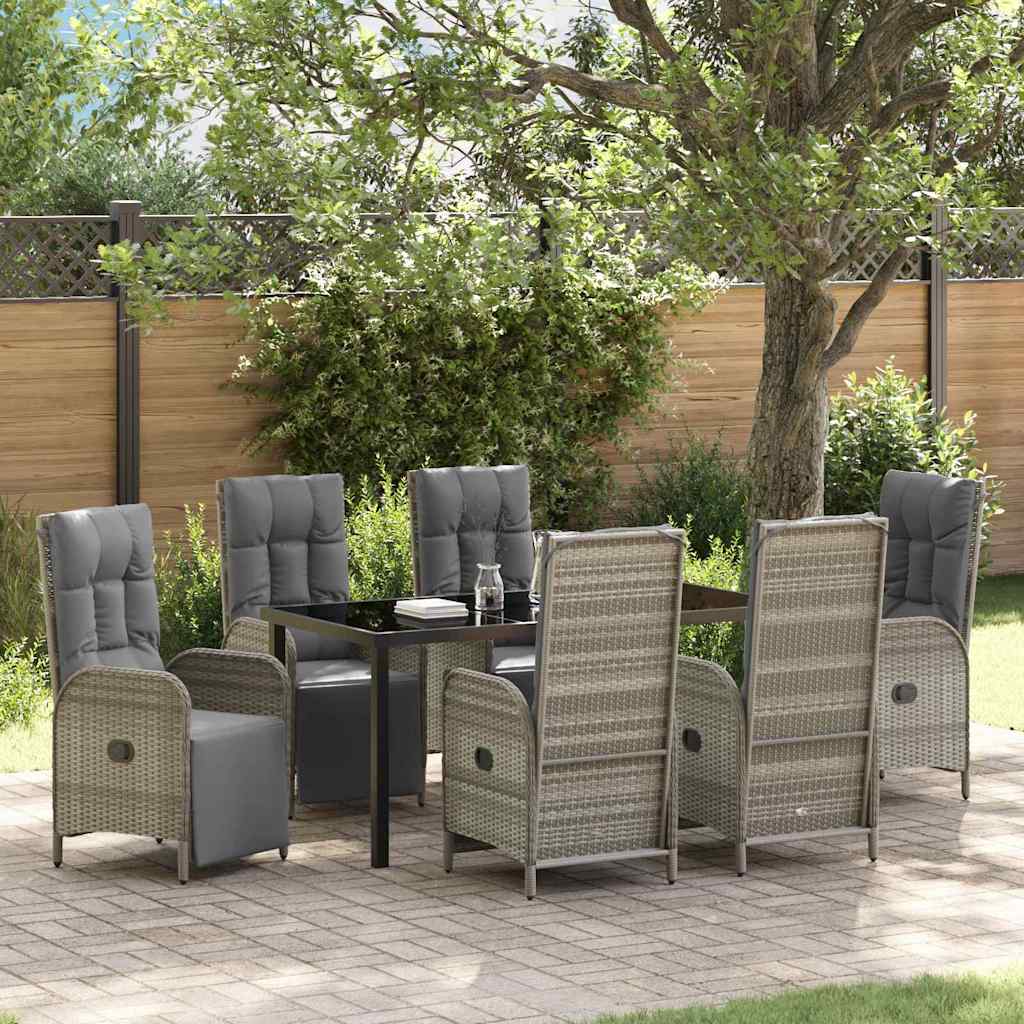 Have Spisebordssæt med pude 7 pcs Grå polyrattan