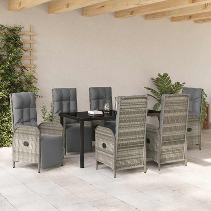 Have Spisebordssæt med pude 7 pcs Grå polyrattan