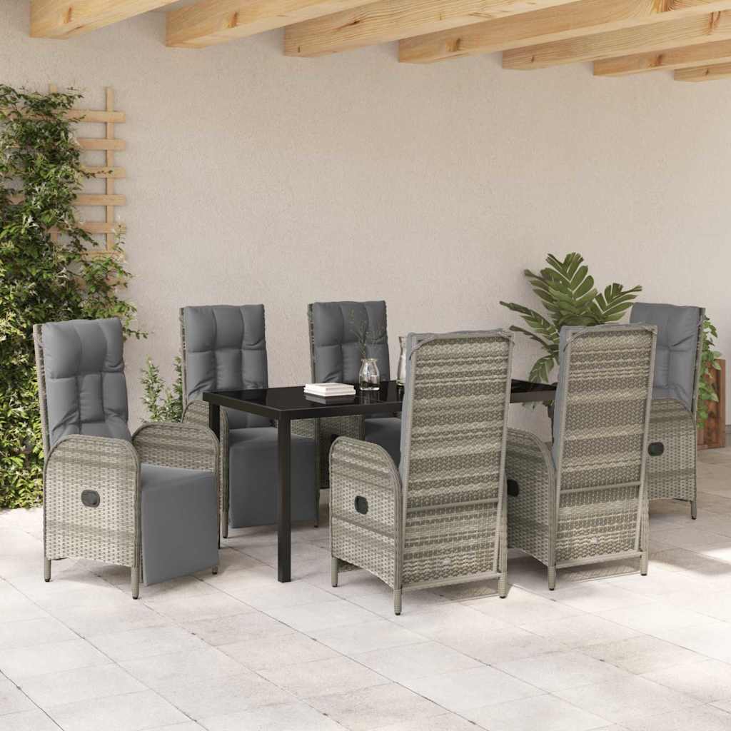 Have Spisebordssæt med pude 7 pcs Grå polyrattan