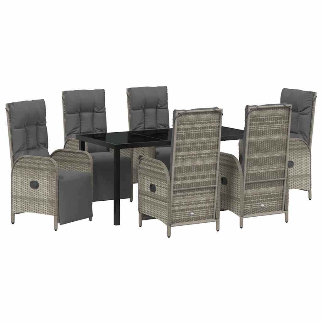Have Spisebordssæt med pude 7 pcs Grå polyrattan