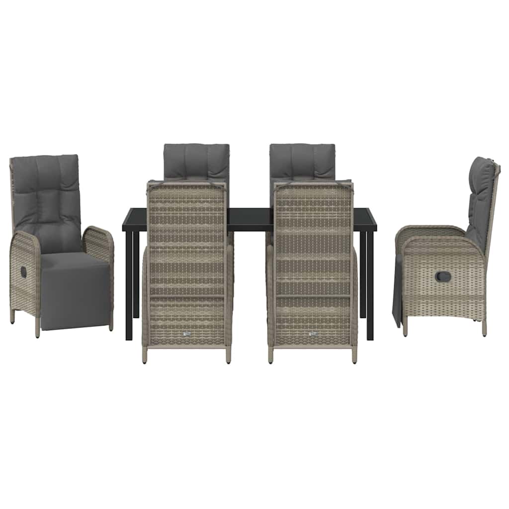 Have Spisebordssæt med pude 7 pcs Grå polyrattan