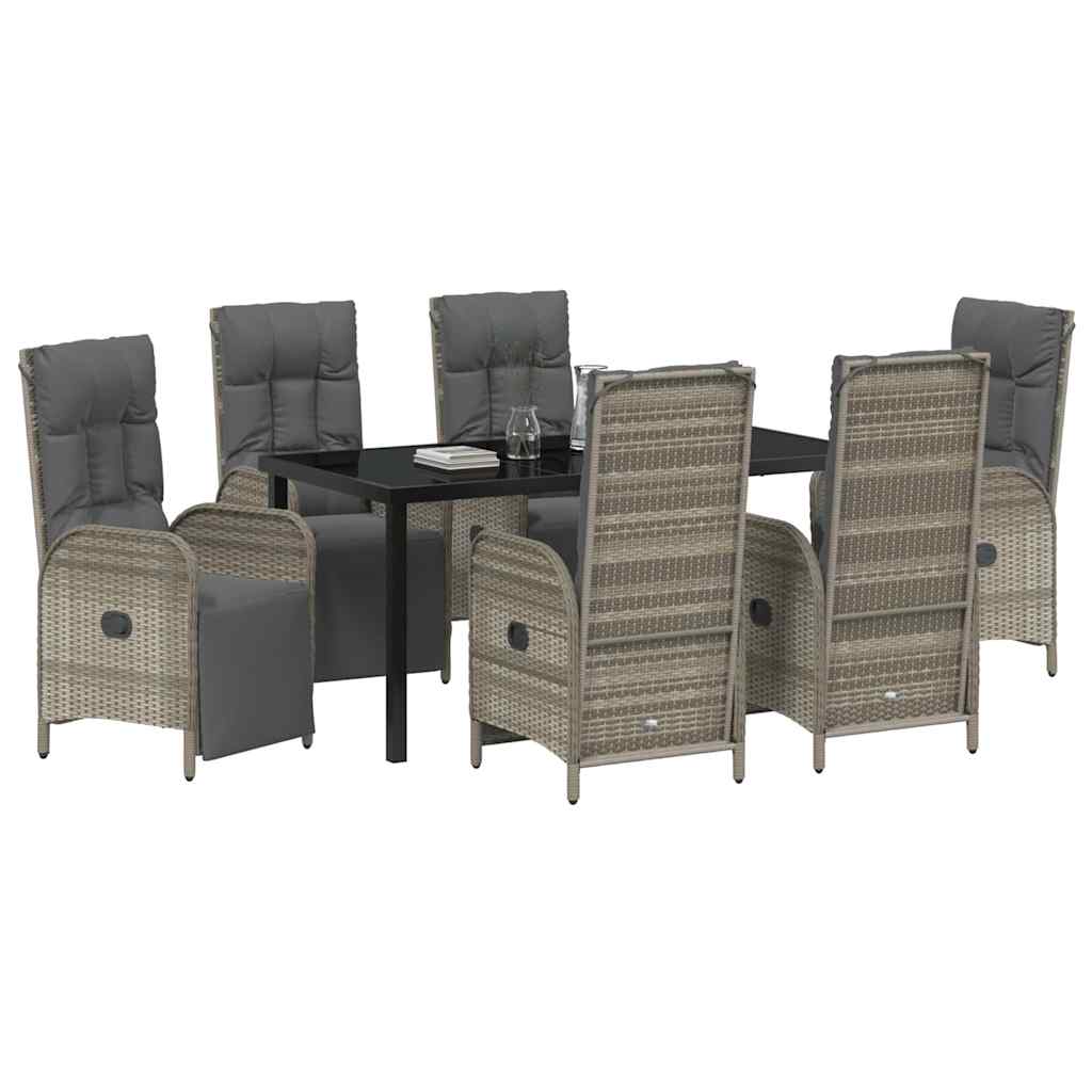 Have Spisebordssæt med pude 7 pcs Grå polyrattan