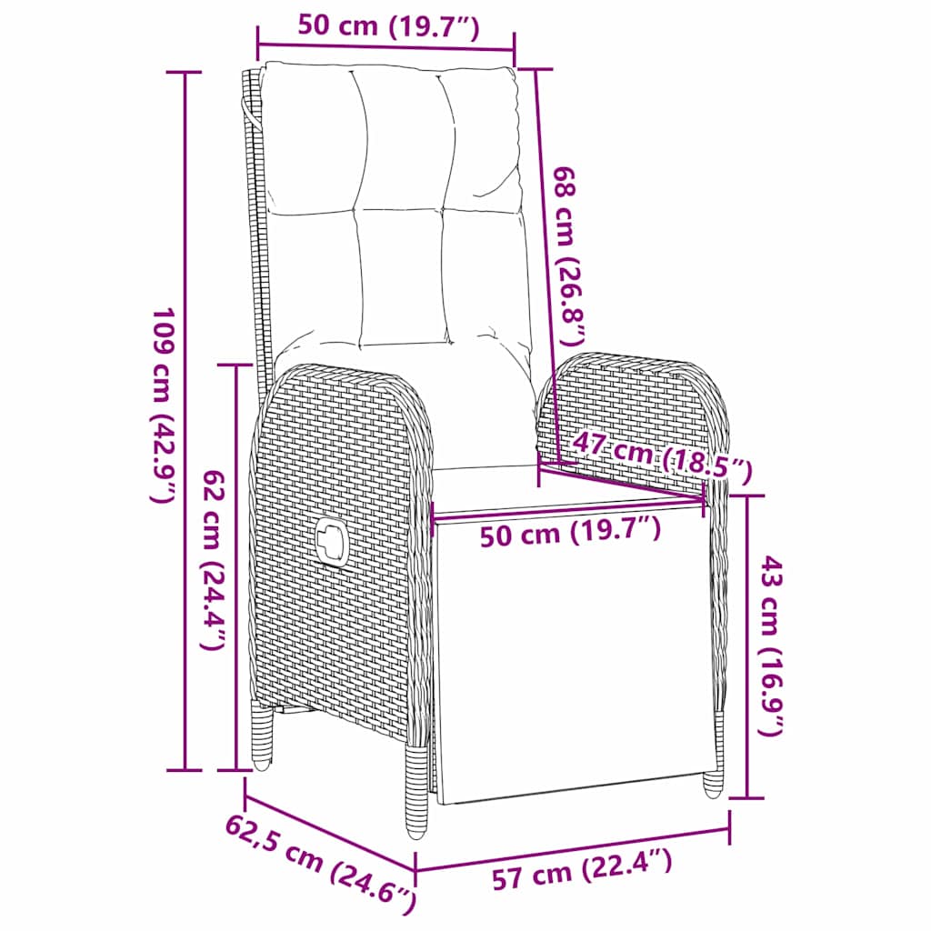 Have Spisebordssæt med pude 7 pcs Grå polyrattan