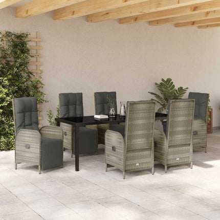 Have Spisebordssæt med pude 7 pcs Grå polyrattan